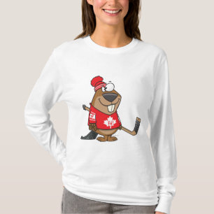alberner kanadischer Hockey-Biber-Cartoon T-Shirt
