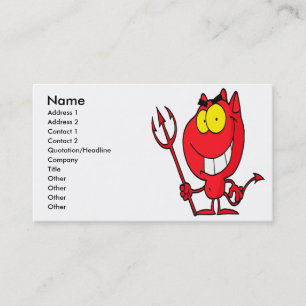 alberner niedlicher Cartoon-Teufel mit Pitchgabel Visitenkarte