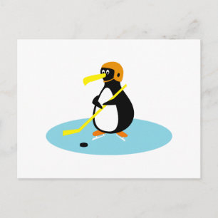 alberner niedlicher Eishockeypinguin Postkarte