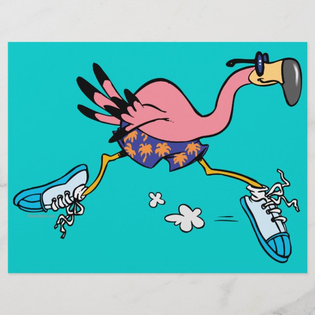 alberner niedlicher Joggen mit Flamingo (Vorderseite)