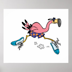 alberner niedlicher Joggen mit Flamingo Poster