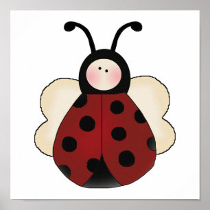 alberner niedlicher, runder Ladybug-Cartoon Poster