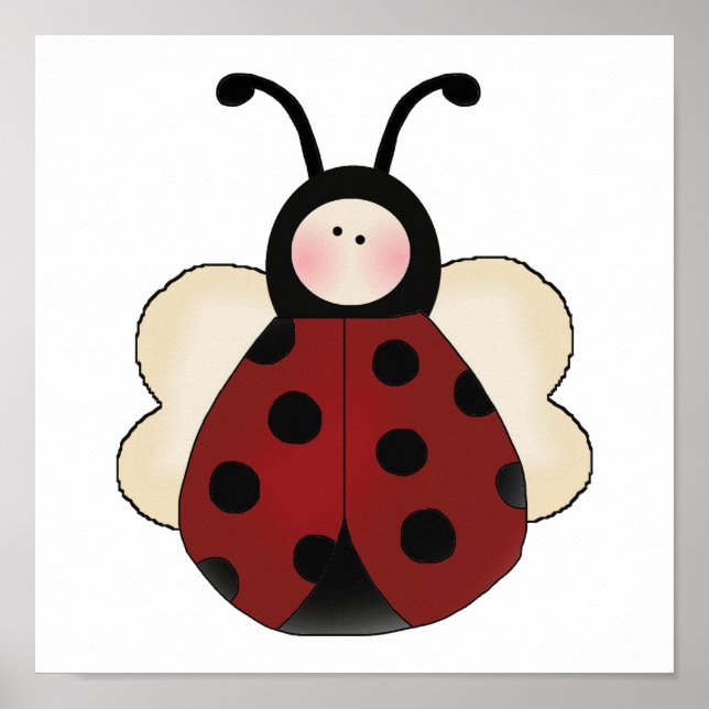 alberner niedlicher, runder Ladybug-Cartoon Poster (Vorne)