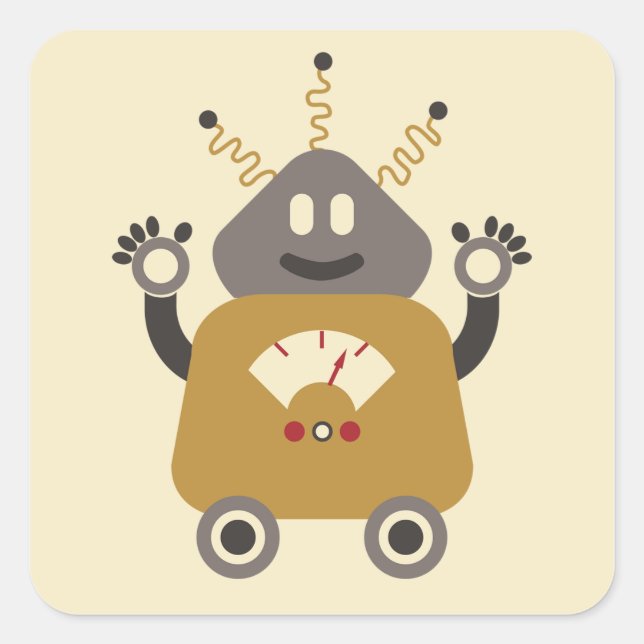 Alberner Roboteraufkleber Quadratischer Aufkleber (Vorderseite)