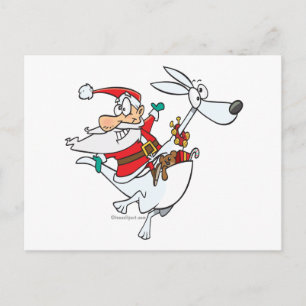 alberner Santa auf einem Känguru-Cartoon Feiertagspostkarte