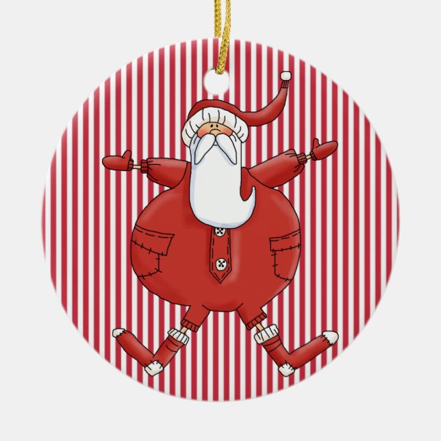 Alberner Santa on Stripe Hintergrund Keramikornament (Vorne)