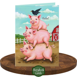 Alberner Schweinestack Barnyard Spaß Denken Sie an Karte
