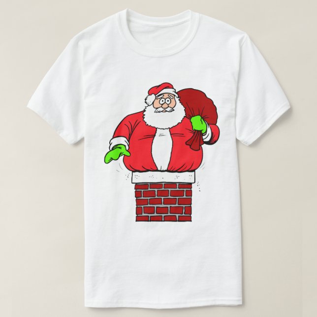 Alberner Weihnachtsmann im Kaminfeuer T-Shirt (Design vorne)
