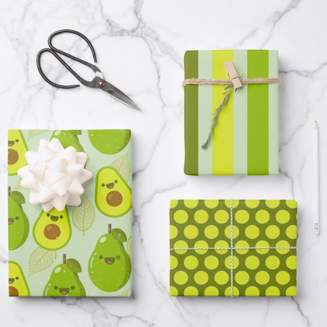 Albernes Avocados Wrapping Paper-Set Geschenkpapier Set (Vorderseite)