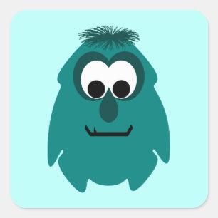 Albernes dunkles Cyan-Monster Quadratischer Aufkleber