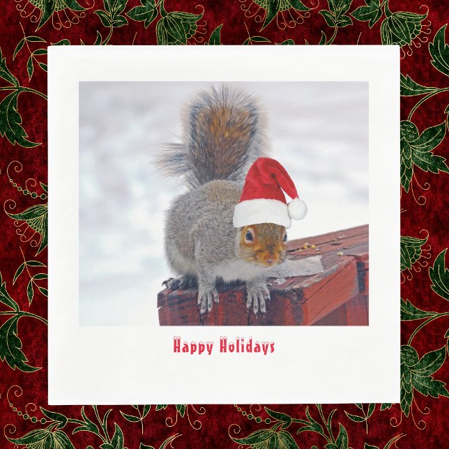 Albernes Eichhörnchen mit Weihnachtsmannmütze Napk Serviette (Von Creator hochgeladen)