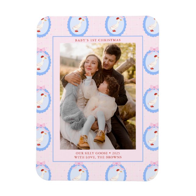 Albernes Gänsebaby ErstWeihnachtsfest Foto Magnet (Vertikal)