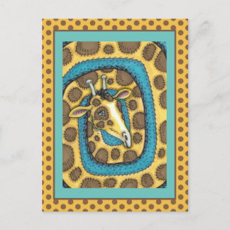 ALBERNES GIRAFFE LANGE NACKE UND SPOTS, FUNNY FOLK POSTKARTE