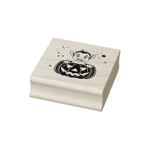 Albernes Halloween Gremlin versteckt sich in Pumpk Gummistempel