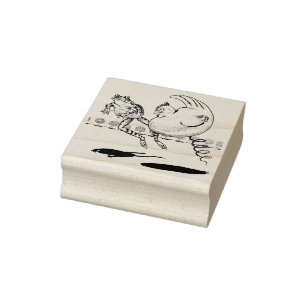 Albernes Hühnchen im Frühling mit Frosch Gummistempel