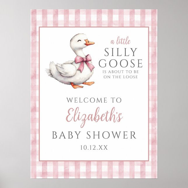 Albernes kleines Gänsepink Babydusche Begrüßungsze Poster (Vorne)
