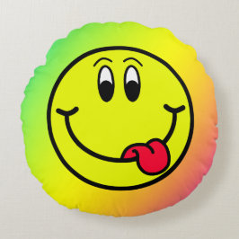 Albernes Lächeln Emoji Rainbow Round Pillow Rundes Kissen