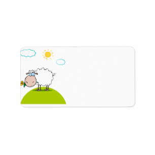 albernes Schaf auf einem Hügel mit Blume Adressaufkleber