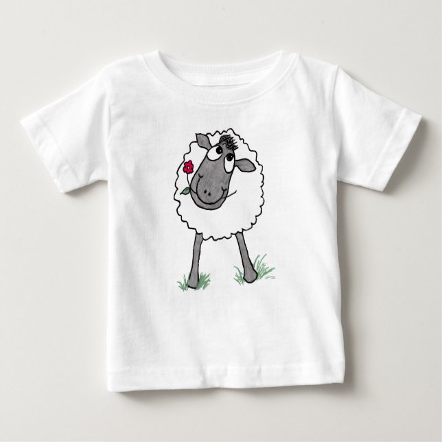 Albernes Schaf mit Blume, Kleinkind T - Shirt (Vorderseite)