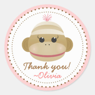 Albernes Socken-Affe-Mädchen-personalisierte Runder Aufkleber