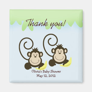 ALBERNES TWIN MONKEYS Baby Dusche Gefallen Magnet