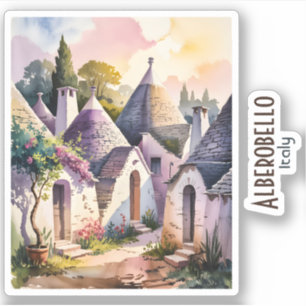 Alberobello Italien Historische Trulli Aquarell-Ku Aufkleber