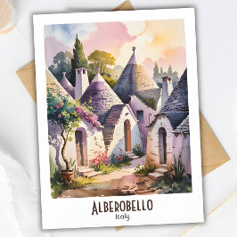 Alberobello Italien Trulli Wasserfarbe - Benutzerd Postkarte