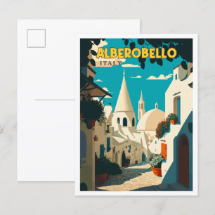 Alberobello Italien Vintage Illustration Postkarte
