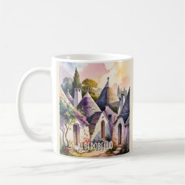 Alberobello Italy Trulli Watercolor Custom Text Kaffeetasse