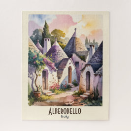 Alberobello Italy Trulli Watercolor Custom Text Puzzle