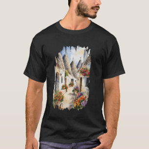 Alberobello Puglia Aquarellmalerei Vintage Ar T-Shirt