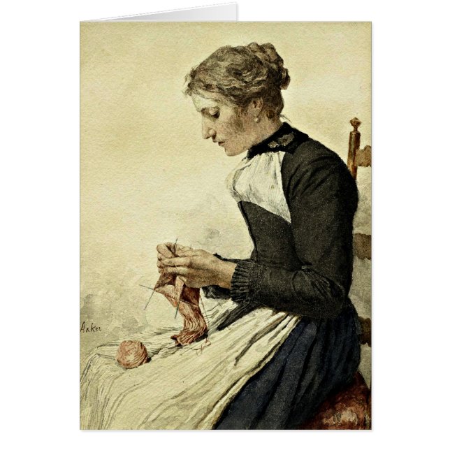 Albert Anker - Junge Frau knettiert (Vorne)