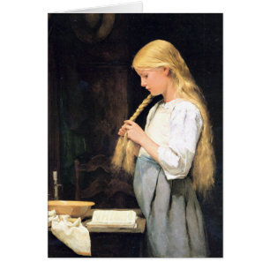Albert Anker, Mädchen die Haare flechtend