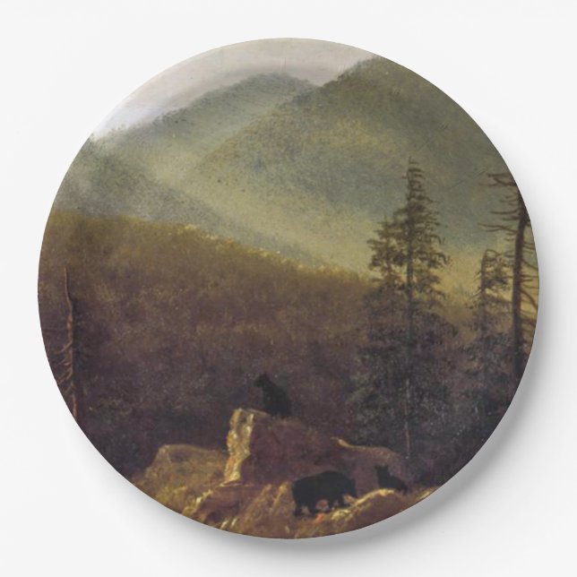 Albert Bierstadt, Bears in der Wildnis Pappteller (Vorderseite)