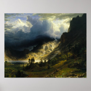 Albert Bierstadt - Ein Sturm im Rocky Mountains Poster