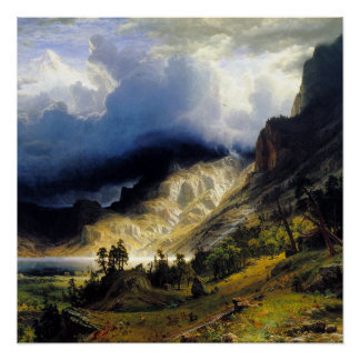 Albert Bierstadt Ein Sturm im Rocky Mountains Poster