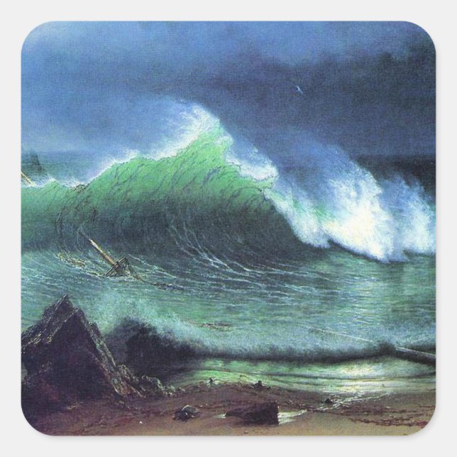 Albert Bierstadt, Emerald Sea Quadratischer Aufkleber (Vorderseite)