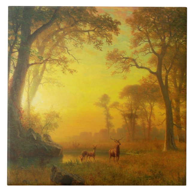 Albert Bierstadt Light im Wald Fliese (Vorderseite)