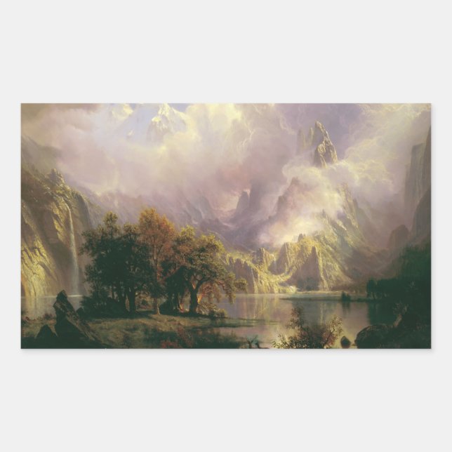 Albert Bierstadt - Rocky Mountains Landschaft Rechteckiger Aufkleber (Vorderseite)