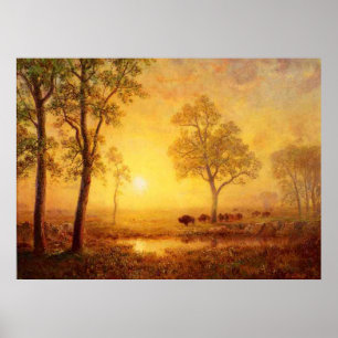 Albert Bierstadt - Sonnenuntergang am Berg Poster