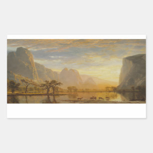 Albert Bierstadt - Tal des Yosemite Rechteckiger Aufkleber