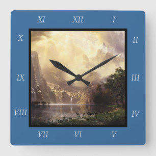 Albert Bierstadt Unter den Bergen der Sierra Nevad Quadratische Wanduhr