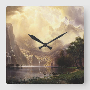 Albert Bierstadt unter den Sierra Nevada Mountains Quadratische Wanduhr