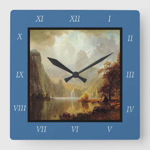 Albert Bierstadts Gemälde, In den Bergen 1867 Quadratische Wanduhr
