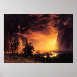 Albert Bierstadts Sonnenuntergang im Yosemitetal Poster