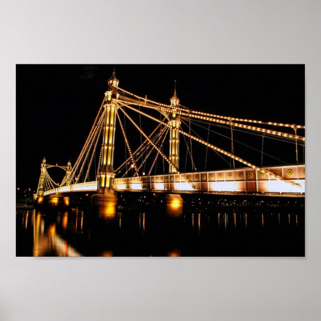 Albert Bridge bei Nacht West London Poster (Vorne)