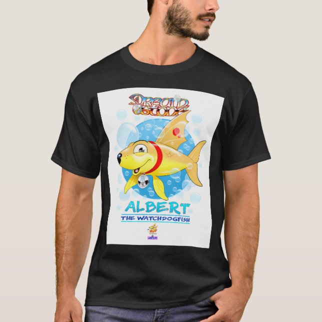 Albert der Wachhund-Fisch T-Shirt (Vorderseite)