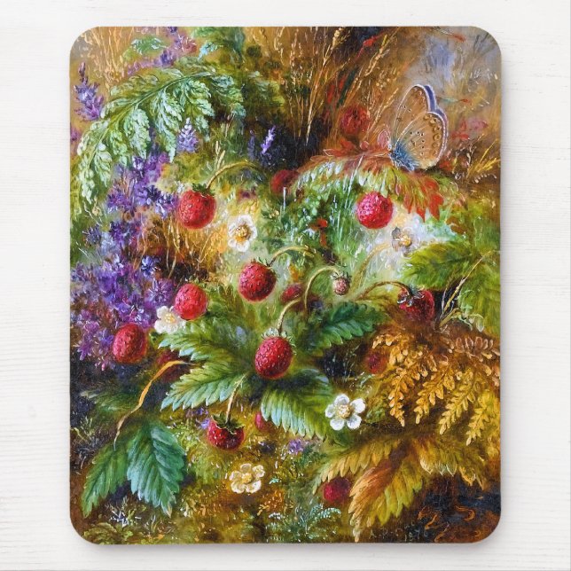 Albert Dürer Lucas: Walderdbeeren u. Schmetterling Mousepad (Vorne)