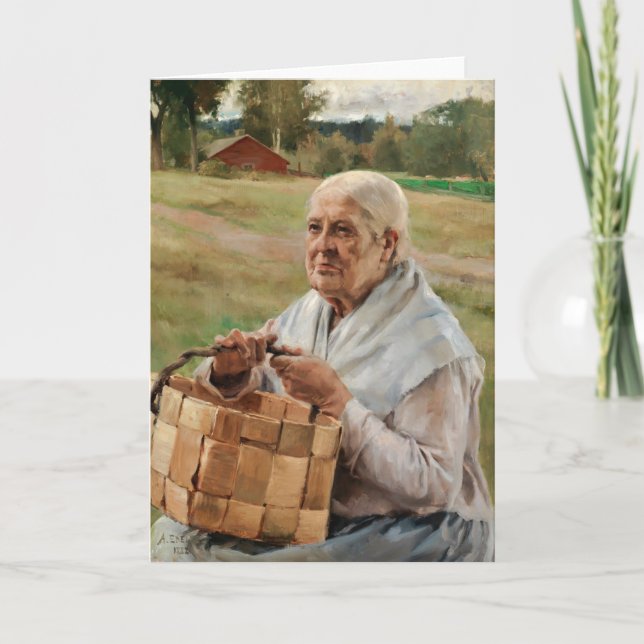 Albert Edelfelt - Alte Frau mit einem kleinen Korb Karte (Vorderseite)