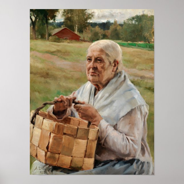 Albert Edelfelt - Alte Frau mit einem kleinen Korb Poster (Vorne)